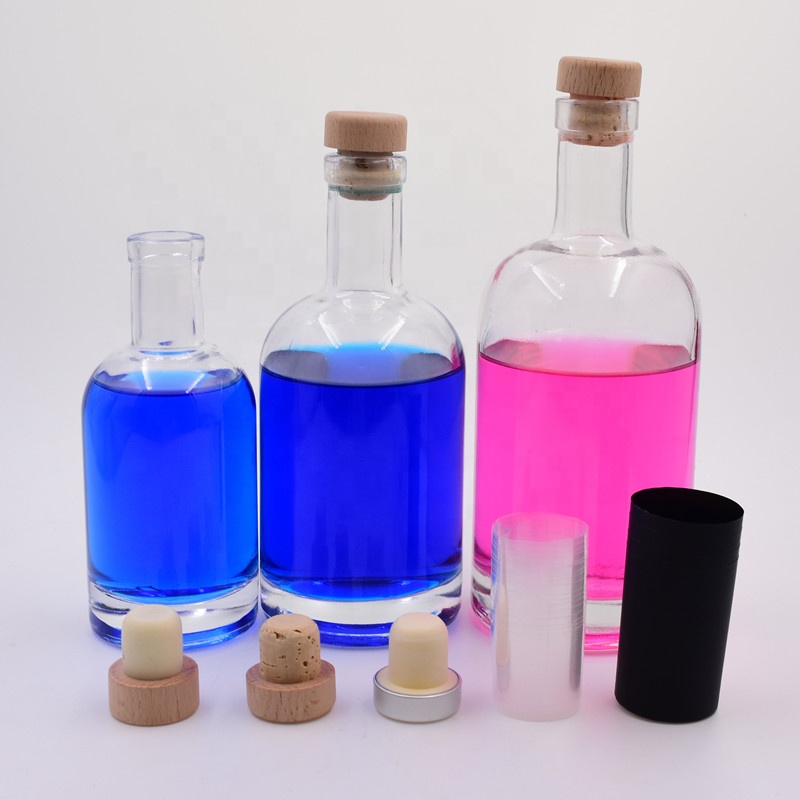 thick bottom 1000ml clear empty spirit alcohol Champagne fruit ice wine new glass bottle Whisky Vodka with T-Top Synthetic Cork