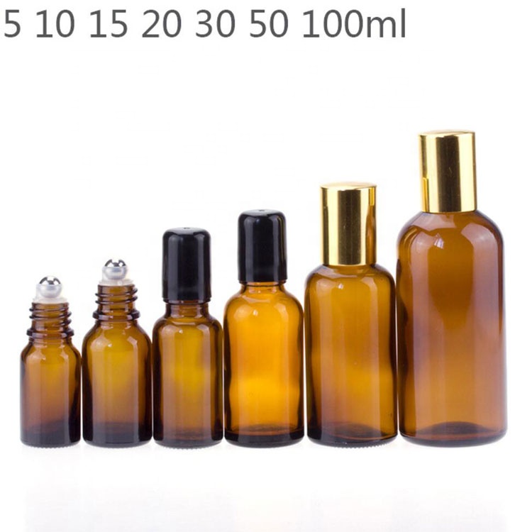 thick bottom amber glass bottle, empty 30ml 1oz roll on glass bottle for essential oil