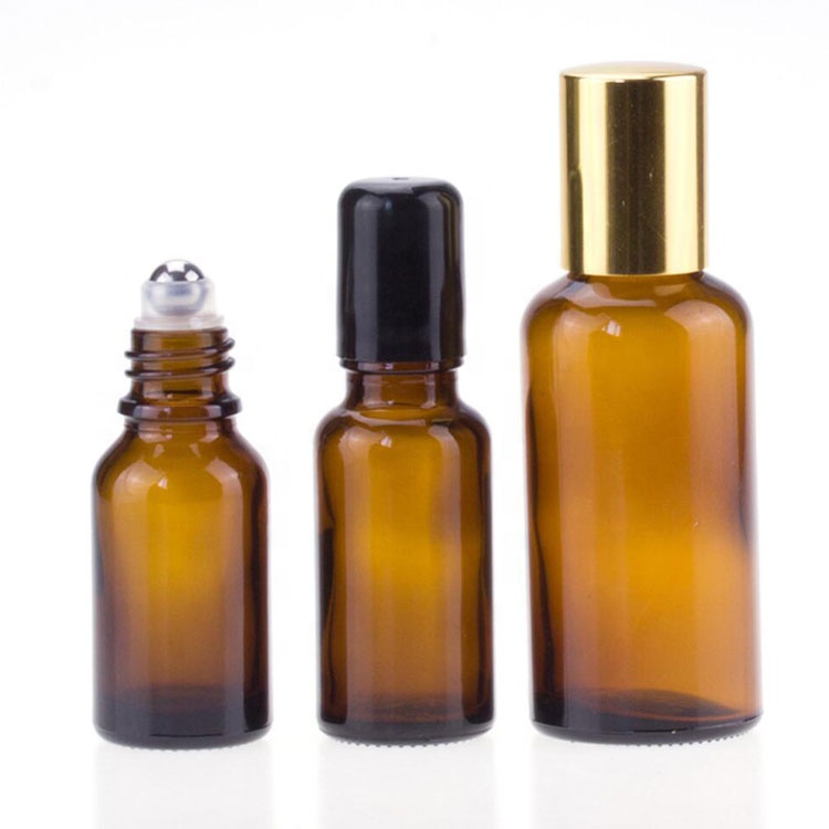 thick bottom amber glass bottle, empty 30ml 1oz roll on glass bottle for essential oil