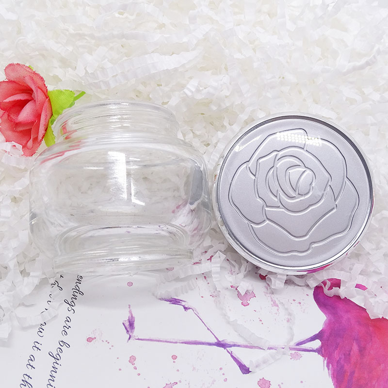 thick bottom empty round face cream custom glass custom shiny blue 50g 50ml cosmetic jar