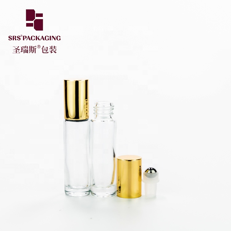 thick wall classic transparent glass perfume roll on bottle 10 ml