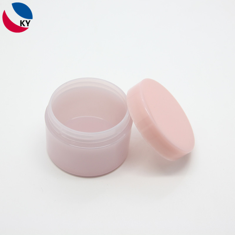 thick wall round 50g face skin cream lotion pink color PET plastic cosmetic jar