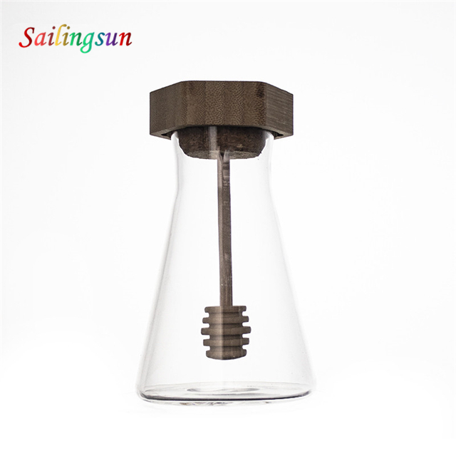 thicked reinforced bamboo lid sticker handmade pyrex glass honey jar