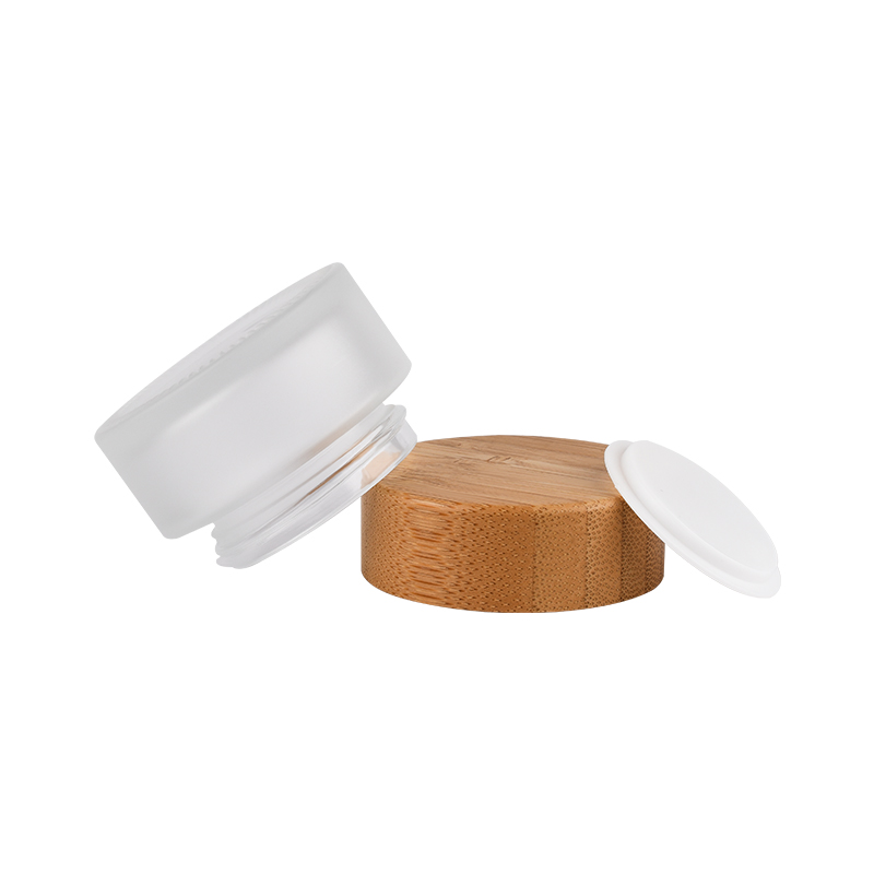 thickening cosmetic glass jar 5g 15g 30g 50g 100g frosted glass jar with bamboo cap