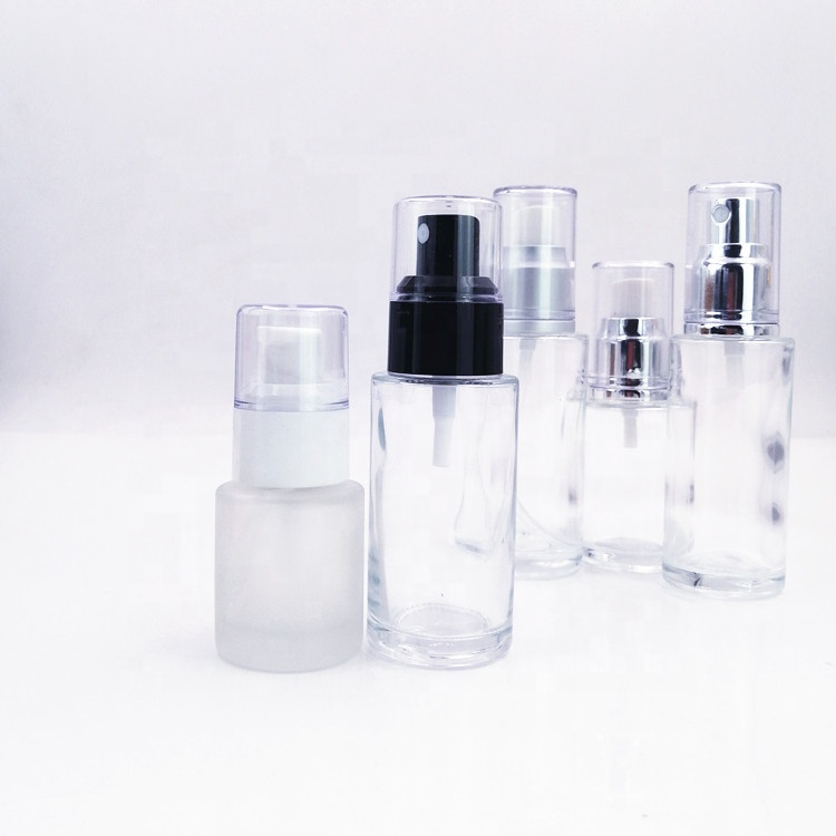 toner 4oz top lotion cosmetic flint clear frost glass bottle emulsion face cream silver gold pump spray cap moisturizer