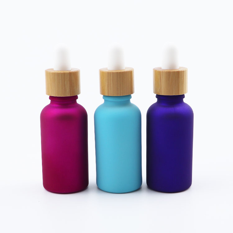 top-grade 30ml custom painting color glass dropper bottle for essential oil with bamboo cap