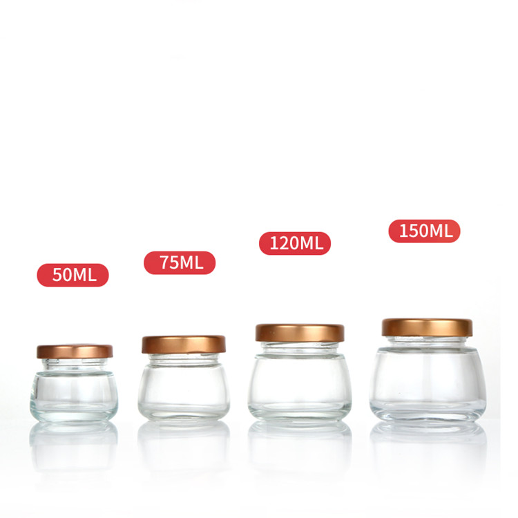 top grade 50ml 75ml 120ml 150ml airtight glass jar for swiftlet nest with metal lid