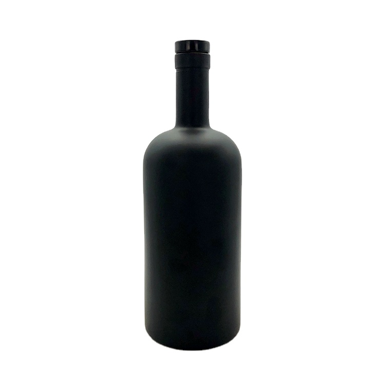 top grade 750ml round matte black glass bottle for red wine with polymer lid