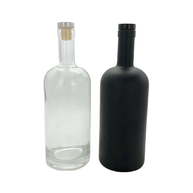 top grade 750ml round matte black glass bottle for red wine with polymer lid