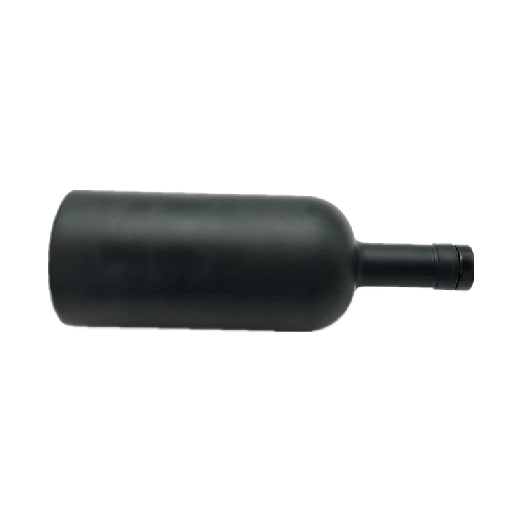 top grade 750ml round matte black glass bottle for red wine with polymer lid