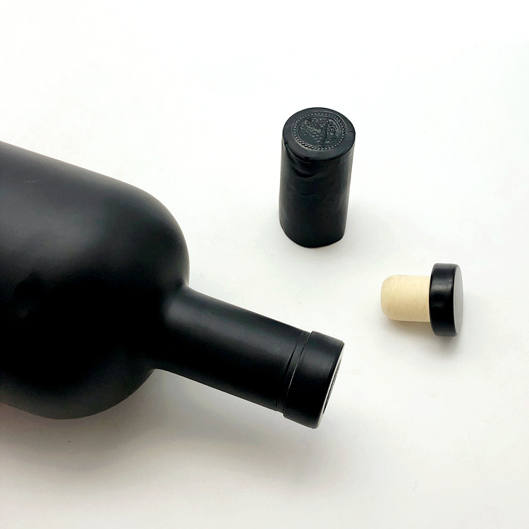 top grade 750ml round matte black glass bottle for red wine with polymer lid
