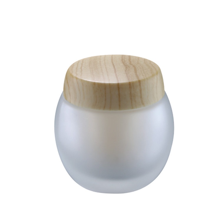 top grade high quality 30g 50g clear frosted oval shape double walls empty face eye cream glass jar with shiny gold aluminum lid