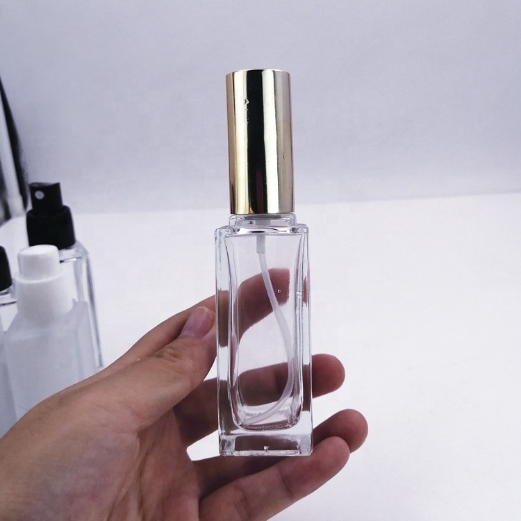 top grade square flat perfume aroma diffuser flint spray lotion flint glass bottle gold cap luxury 50ml cosmetic skin care