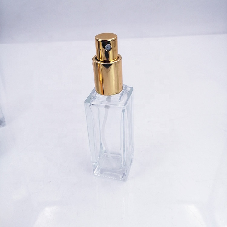 top grade square flat perfume aroma diffuser flint spray lotion flint glass bottle gold cap luxury 50ml cosmetic skin care