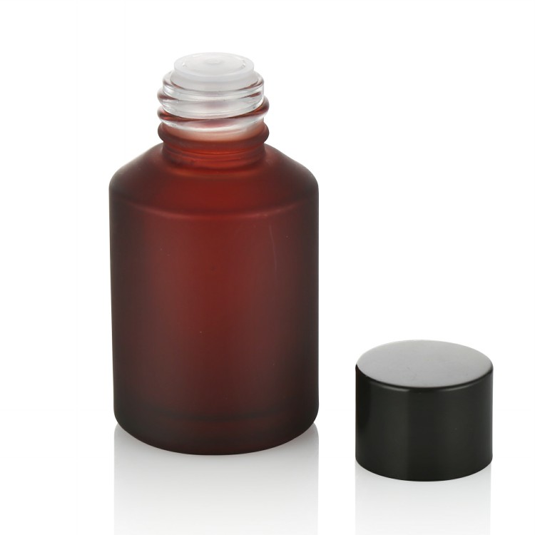 top quality elegant 60ml 125lml 200ml top quality boutique packaging glass bottles for skin liquor lotion with black cap