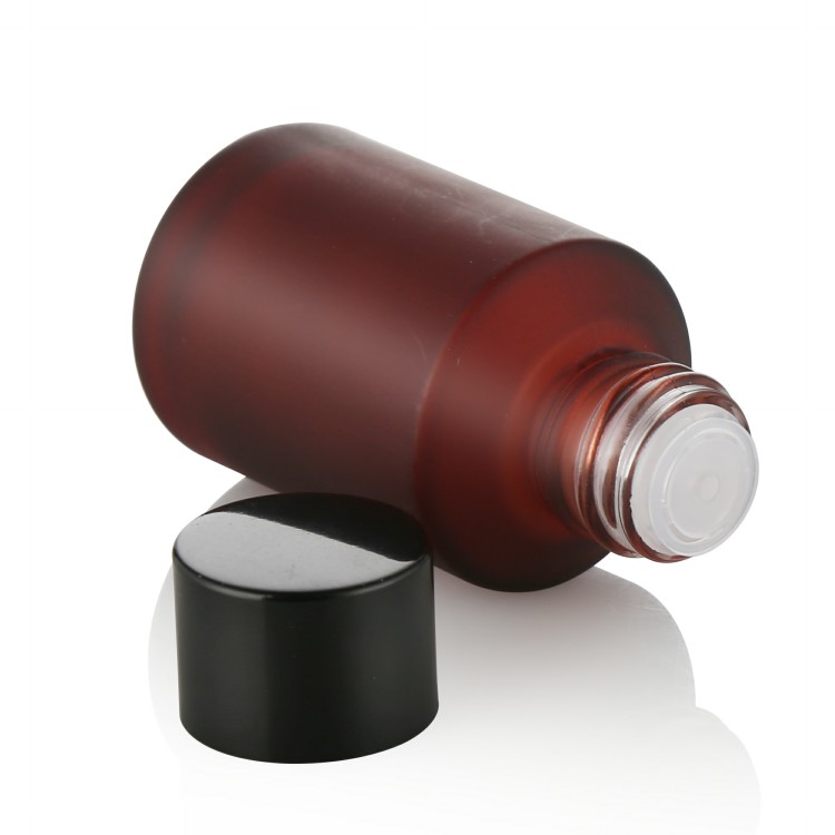 top quality elegant 60ml 125lml 200ml top quality boutique packaging glass bottles for skin liquor lotion with black cap