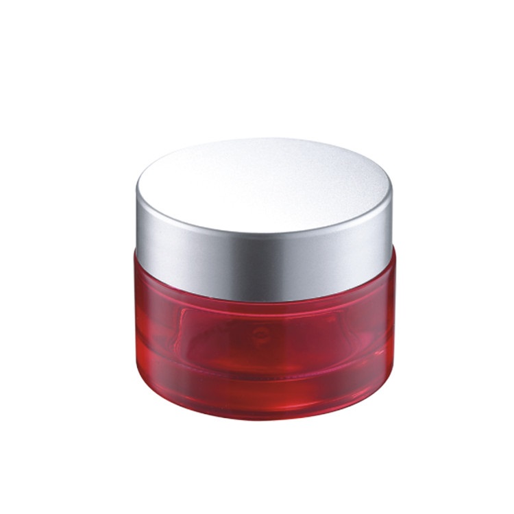 top quality empty clear red glass jar 10g 50g 100g packaging mason cream mason jar with silver aluminum screw lid