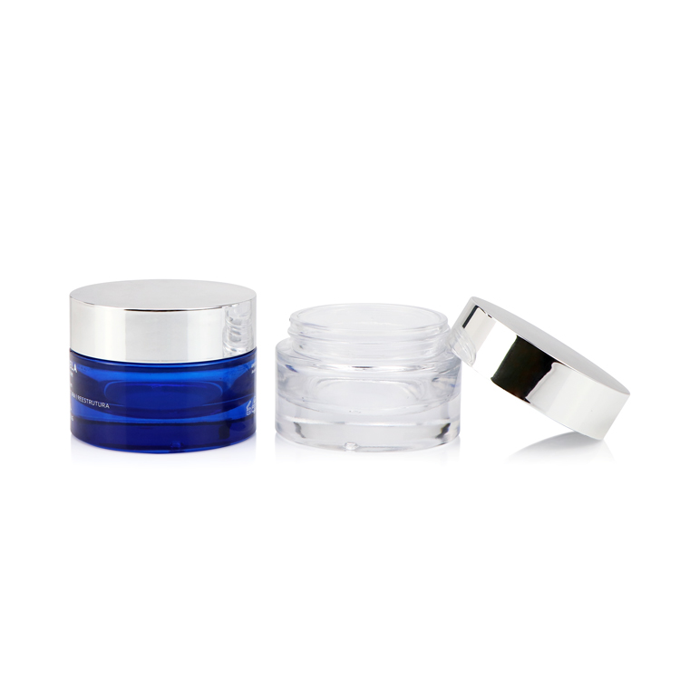 top selling 15g/15ml 50g/50ml 0.5oz bule clear Thick bottomed face eye cream jar bottle glass jars for creams and lotions