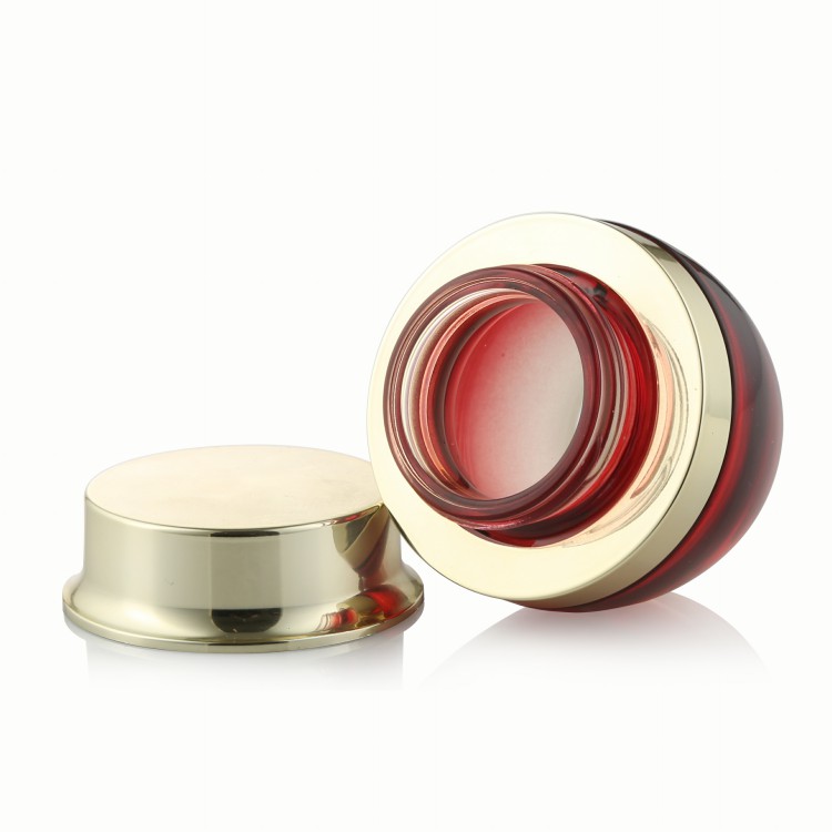 top selling products 20g mini red glass beauty cosmetic jar with shiny gold UV cap manufacturers luxury