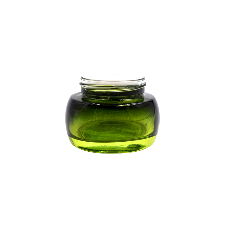 top selling products 50g luxury green glass jar cosmetic face cream jar water transfer lid set