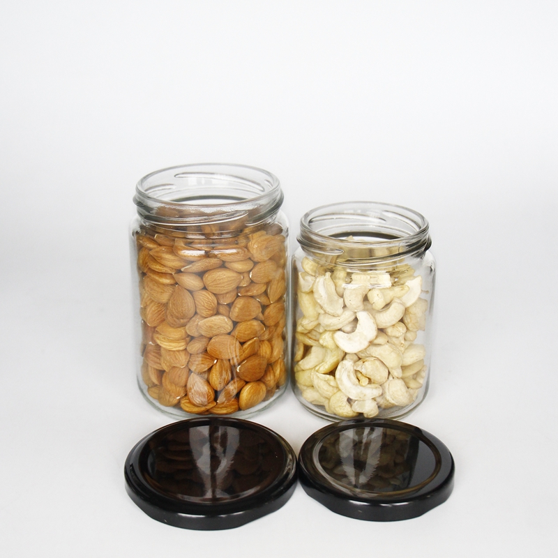 topsale 195ml 240nk 450ml Round Glass Jars With Metal Lid For Jelly /Soy /Sauce