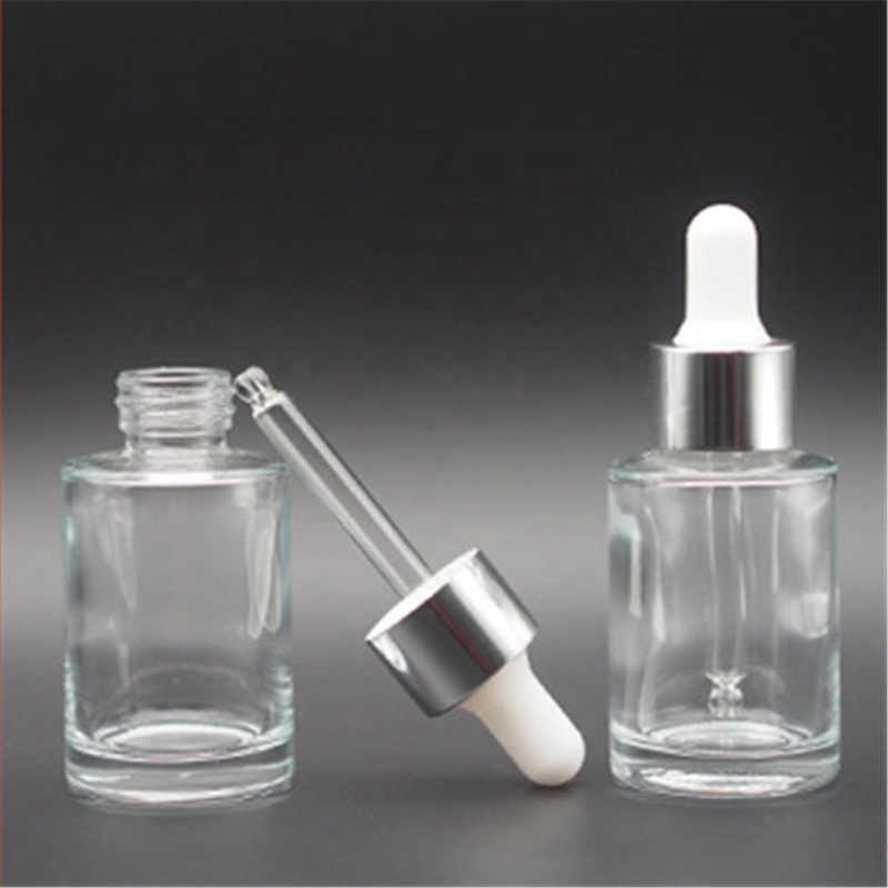 trade assurance 20ml 30ml 50ml cosmetic flat shoulder frosted clear glass dropper bottle
