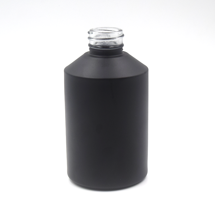 trade assurance wholesale 60ml 125lml 200ml 250ml hot sale frosted matte black glass cosmetic bottle with white plastic pump