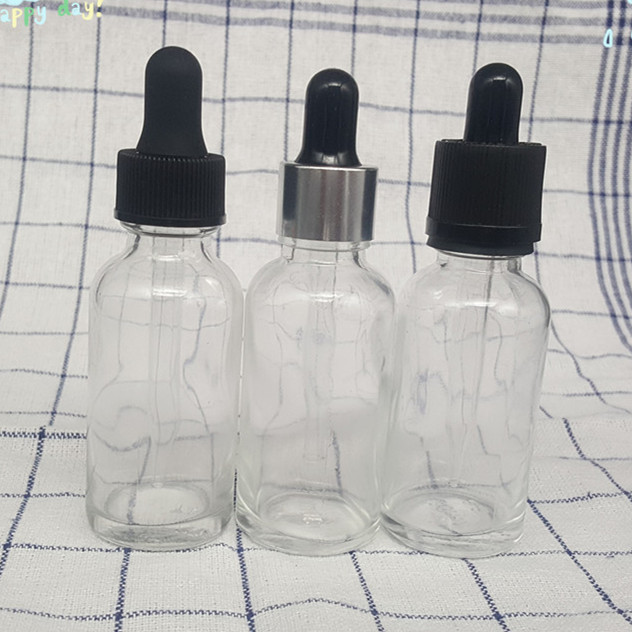 transparent 30ml glass CBD oil bottle with calibrated glass pipette 1oz clear hemp oil container facial oil vial