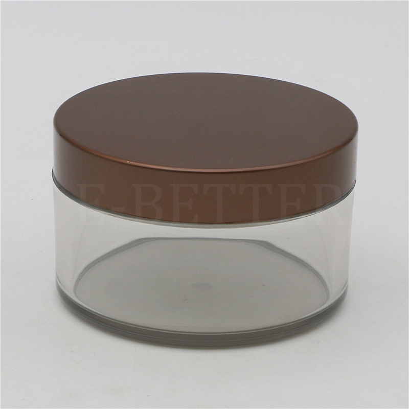 transparent PET wide mouth jars cosmetic cream containers 200ml with purple cap