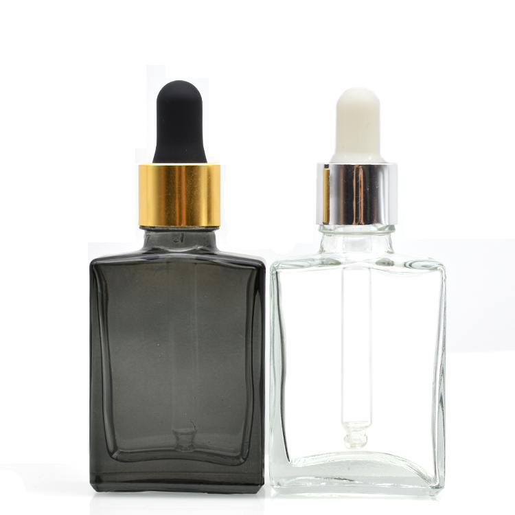transparent black essential oil glass bottle 30ml rectangle glass bottle with glass dropper for essential oil perfume cosmetic