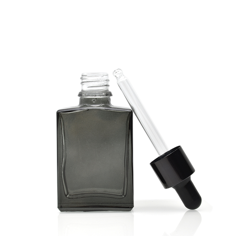 transparent black essential oil glass bottle 30ml rectangle glass bottle with glass dropper for essential oil perfume cosmetic