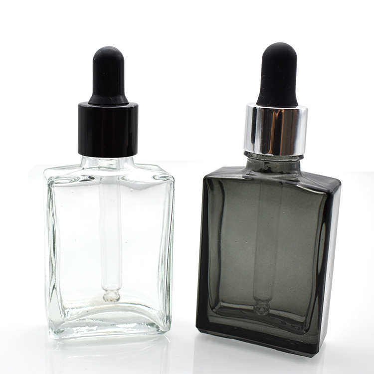 transparent black essential oil glass bottle 30ml rectangle glass bottle with glass dropper for essential oil perfume cosmetic