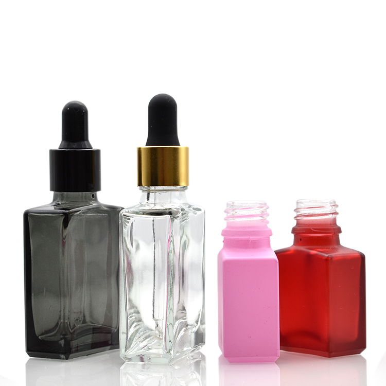 transparent black essential oil glass bottle 30ml rectangle glass bottle with glass dropper for essential oil perfume cosmetic