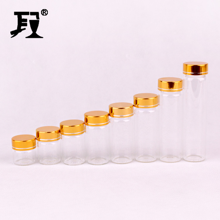 transparent borosilicate mini glass bottle 10ml 15ml 20ml 25ml 30ml 40ml 60ml with screw aluminum lid