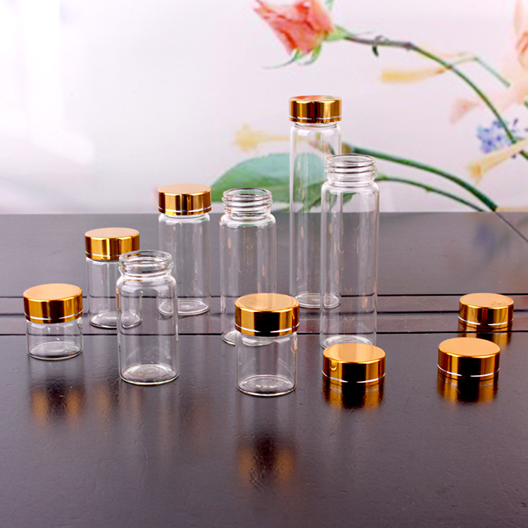 transparent borosilicate mini glass bottle 10ml 15ml 20ml 25ml 30ml 40ml 60ml with screw aluminum lid