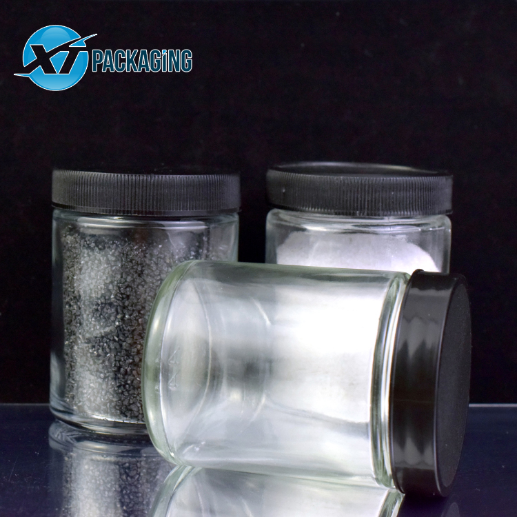 transparent clear glass jar with child proof lid customize size glass container for hemp flower