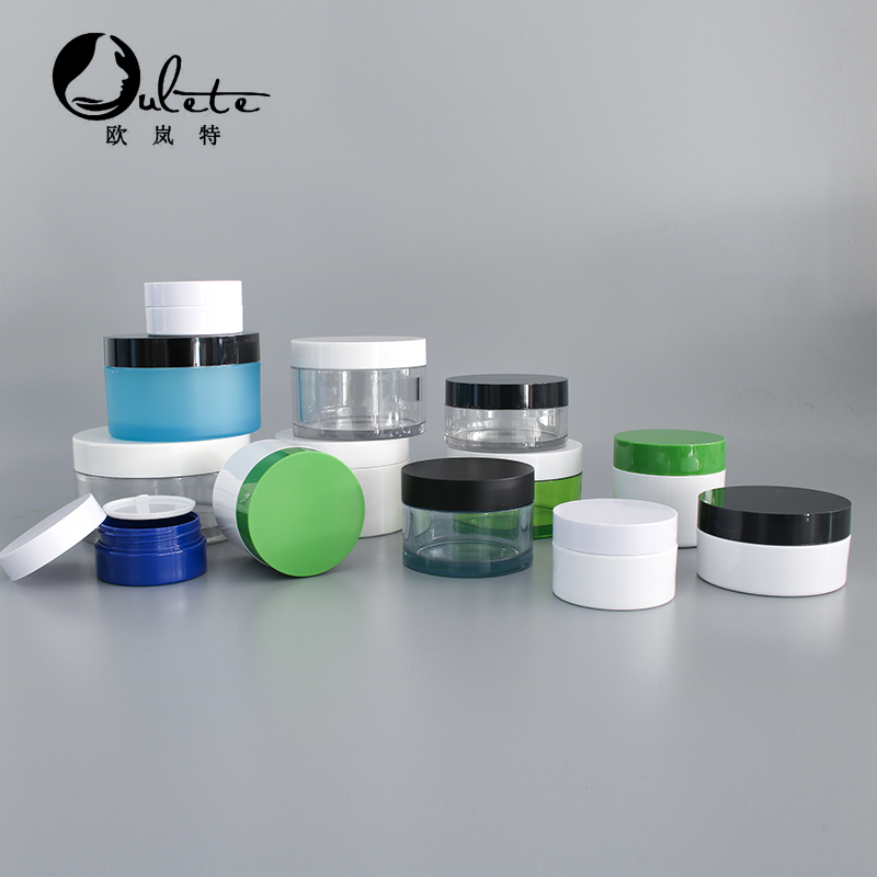 transparent clear plastic cosmetic cream jar container with silver cap