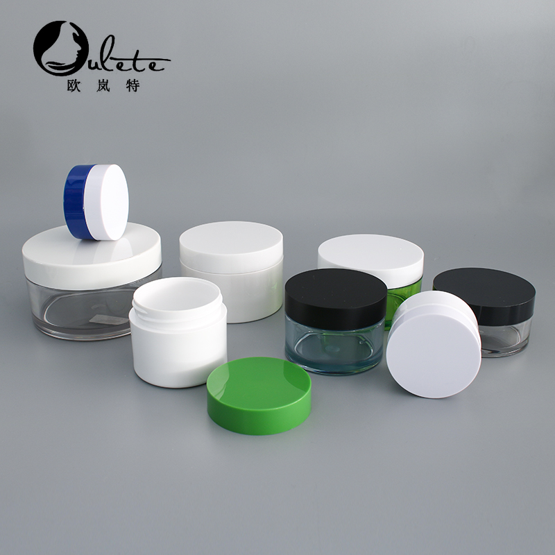 transparent clear plastic cosmetic cream jar container with silver cap