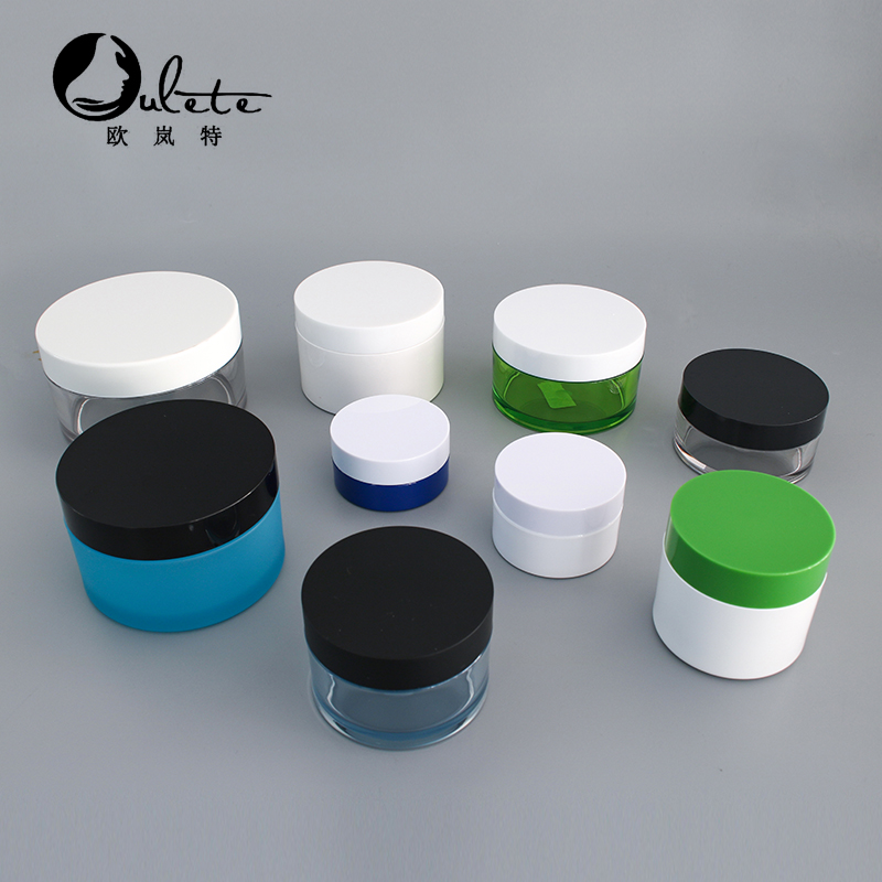 transparent clear plastic cosmetic cream jar container with silver cap