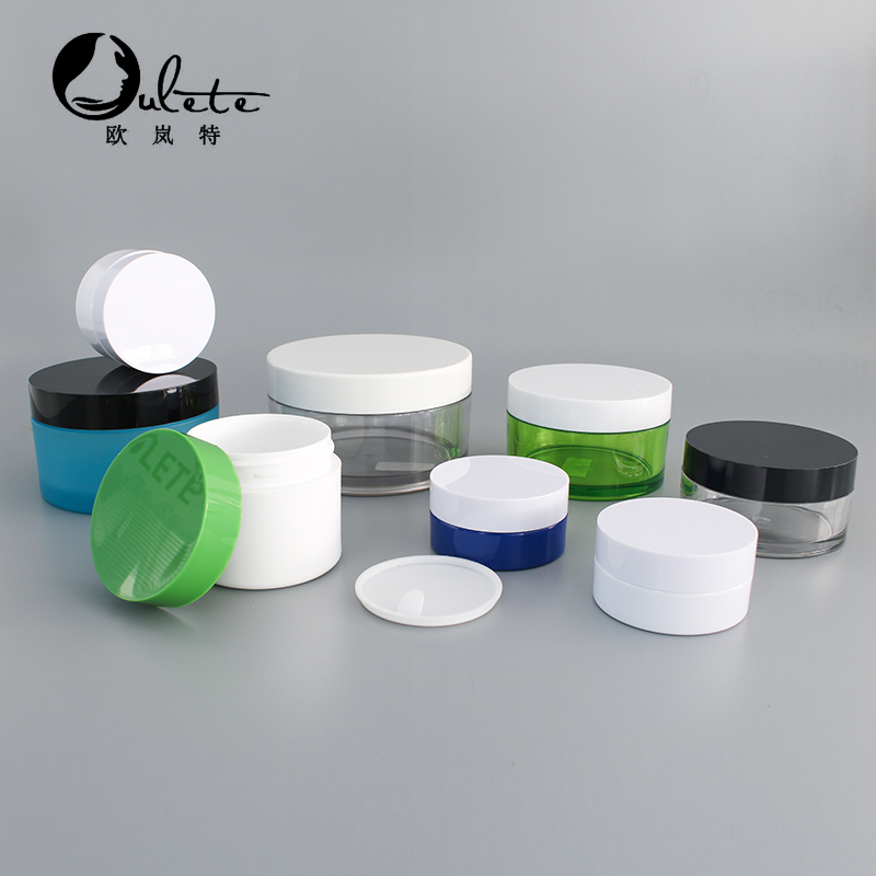 transparent clear plastic cosmetic cream jar container with silver cap