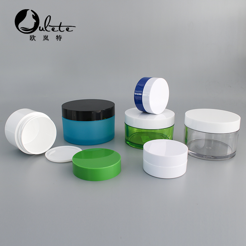 transparent clear plastic cosmetic cream jar container with silver cap