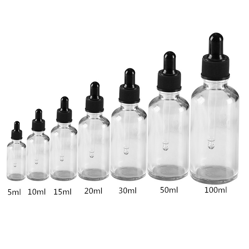transparent essential oil glass bottle clear glass dropper vials containers for elite fluid perfume sampling bottle glass bottle