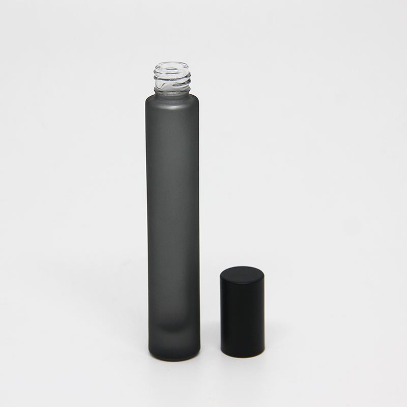 transparent frosted matte black empty 10ml perfume round glass roller bottle
