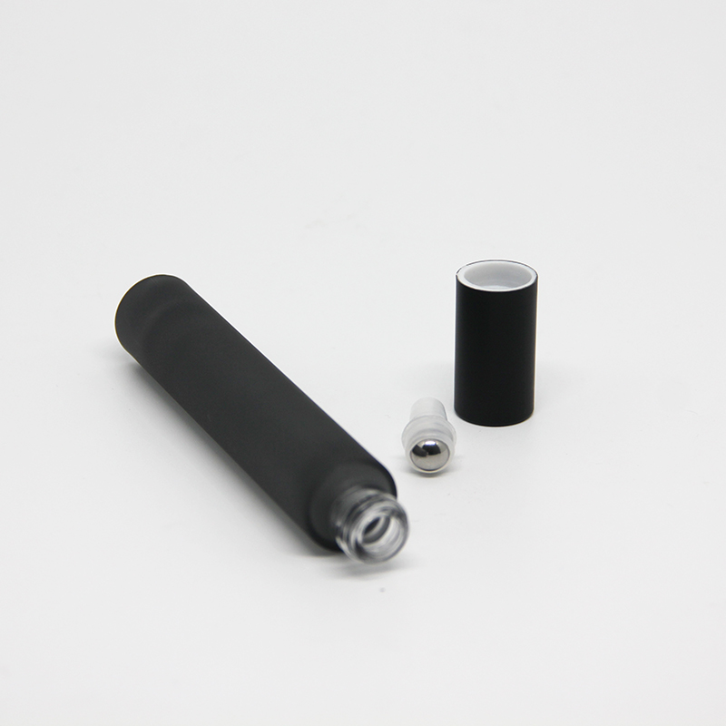 transparent frosted matte black empty 10ml perfume round glass roller bottle