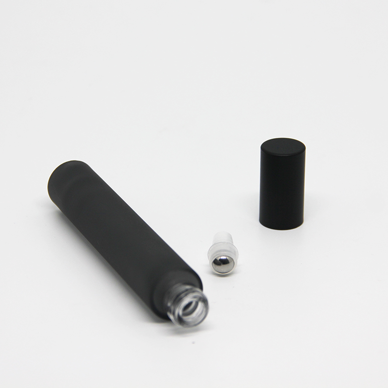transparent frosted matte black empty 10ml perfume round glass roller bottle