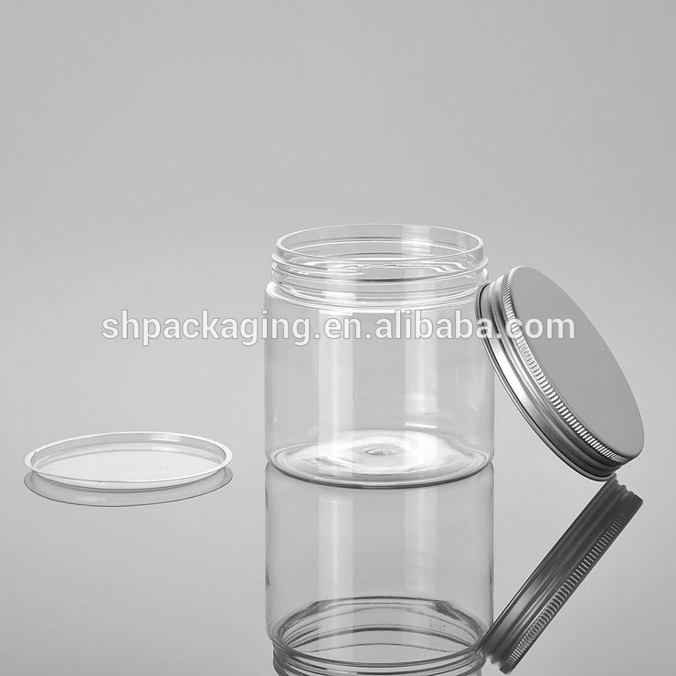 transparent plastic PET jar 200g wide mouth plastic jars food packaging 68mm cap plastic jar 200ml