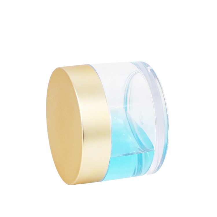 transparent plastic pet clear cosmetic lotion round cream container double wall jar with gold screw  lid