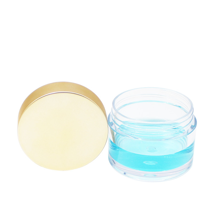 transparent plastic pet clear cosmetic lotion round cream container double wall jar with gold screw lid