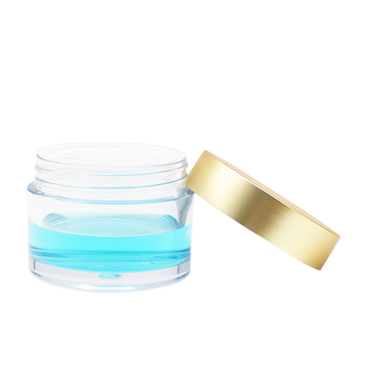 transparent plastic pet clear cosmetic lotion round cream container double wall jar with gold screw lid