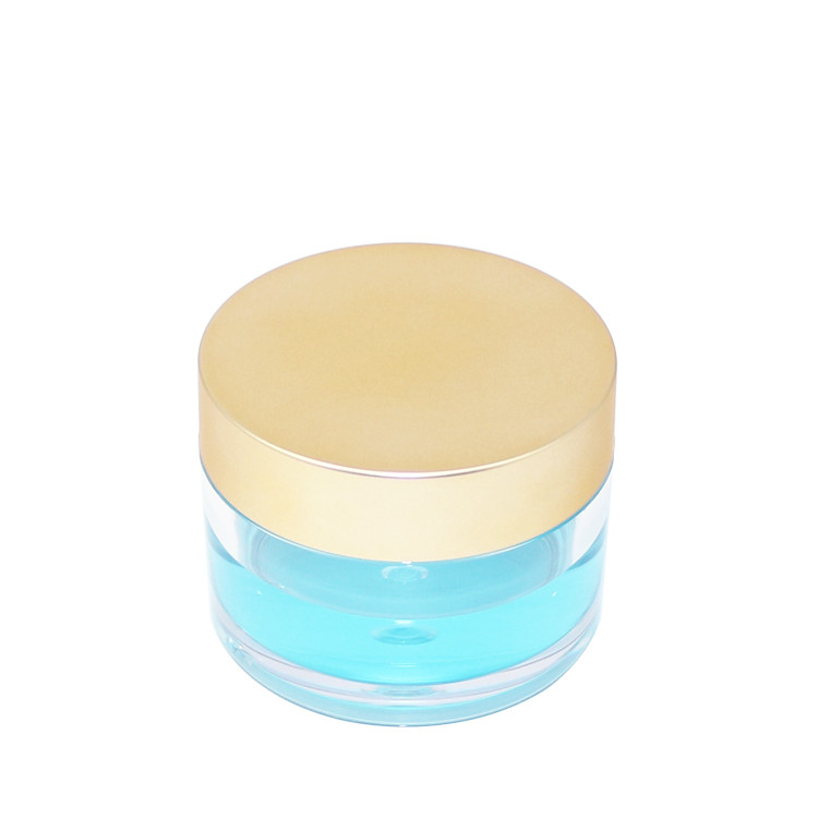 transparent plastic pet clear cosmetic lotion round cream container double wall jar with gold screw lid